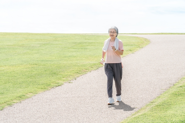 33785425_s 公園で散歩・ウォーキングをするシニア女性