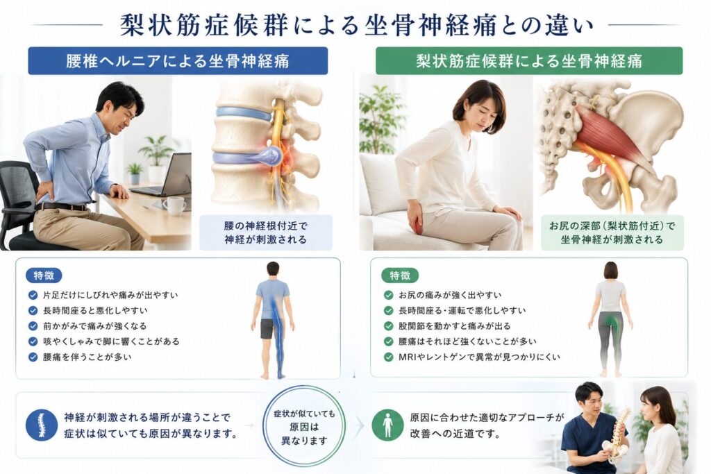 梨状筋症候群による坐骨神経痛との違い
