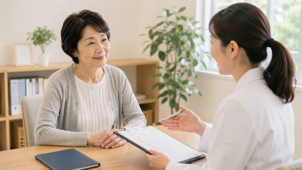脊柱管狭窄症の治療方針について専門家と相談する患者のイメージ