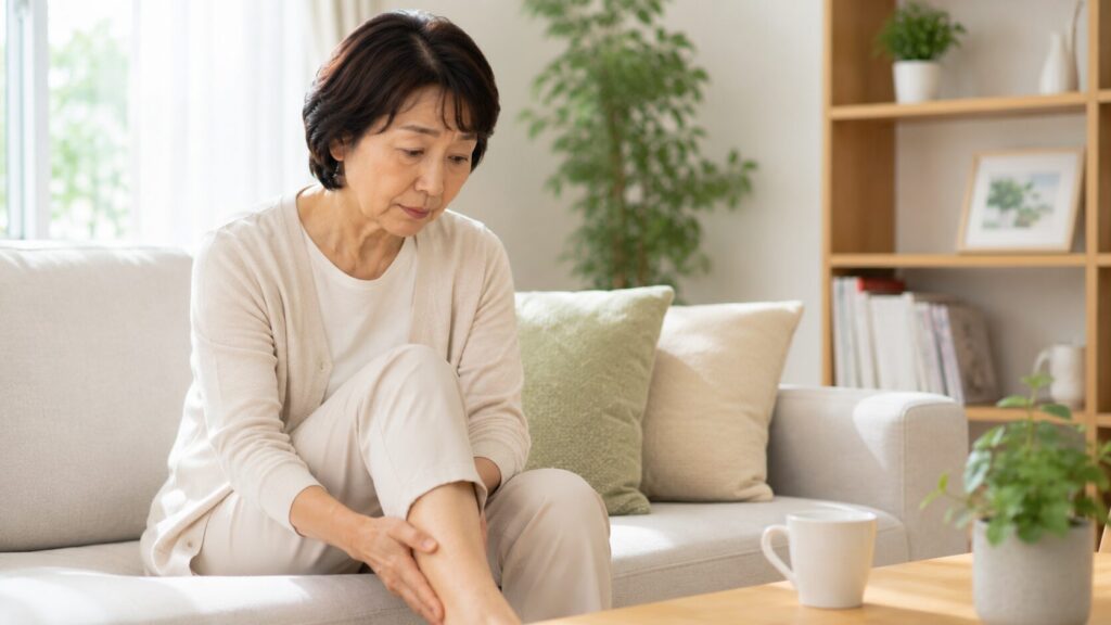 脚を気にする女性