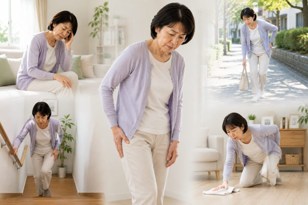 坐骨神経痛を放置した場合の生活への影響を表現したイメージ