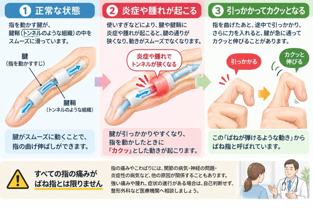 ばね指では指の中で何が起きている