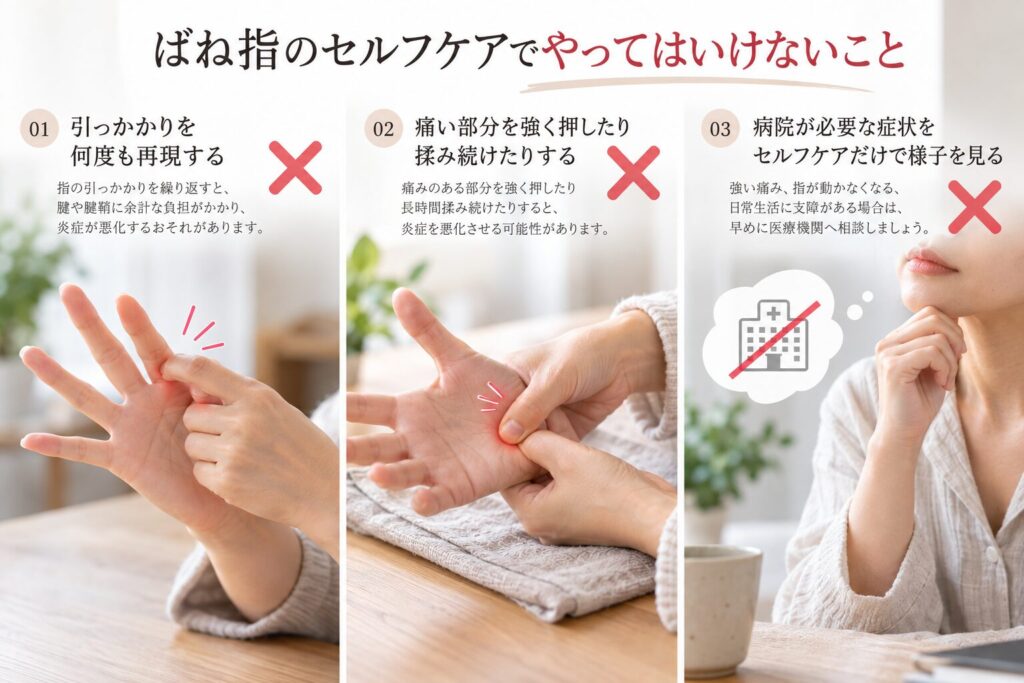 ばね指のセルフケアでやってはいけないこと