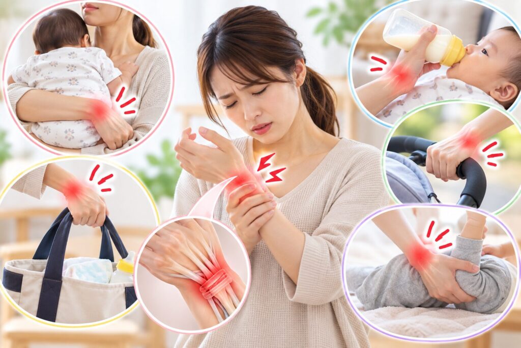 産後・育児で手首が痛くなりやすい理由|抱っこ・授乳・ベビーカーなど手首に負担がかかる動作