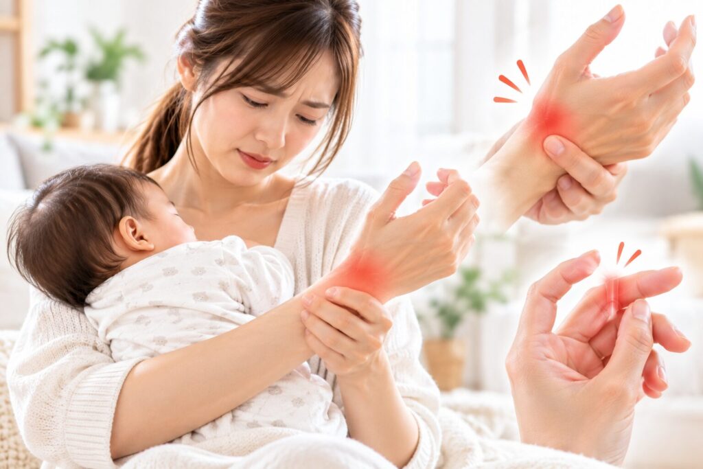 親指側の痛みや指の引っかかりなど、ドケルバン病やばね指が関係する症状